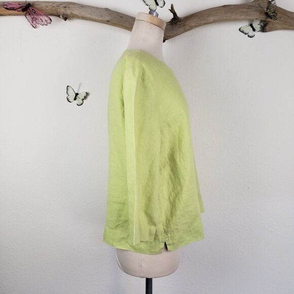 Orvis green linen cropped boxy fit top - Picture 6 of 7